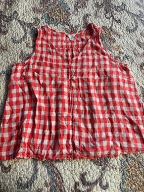 Time and Tru Red and White Gingham Sleeveless Tank xxl(20)